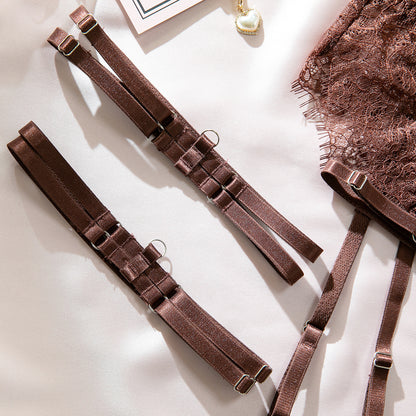 Earth Tone Lace Lingerie 4-Piece Set – product image 24