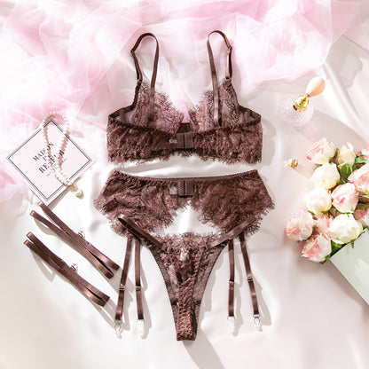 Earth Tone Lace Lingerie 4-Piece Set – product image 21
