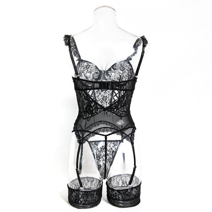 H-04298 Lace and Mesh Garter Lingerie Set – product image 15