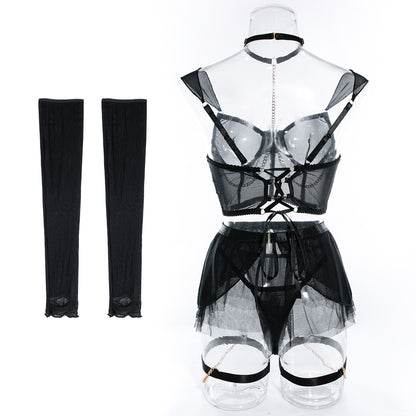 H-04383 Sheer Mesh Halter Skirt Set – product image 29