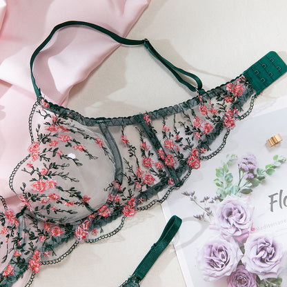 Floral Embroidered Mesh Lingerie 2-Piece Set – product image 19