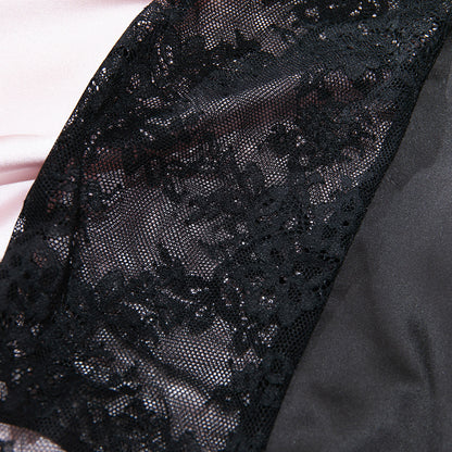 H-04355 Black Lace Satin Camisole Dress – product image 18