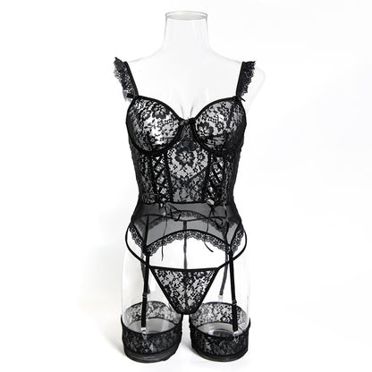 H-04298 Lace and Mesh Garter Lingerie Set – product image 13