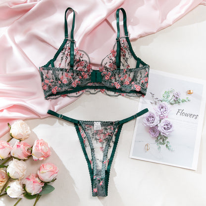 Floral Embroidered Mesh Lingerie 2-Piece Set – product image 15