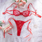 H-04371 Red Heart Embroidered Lace Bra Set with Bow Detail – product image 6