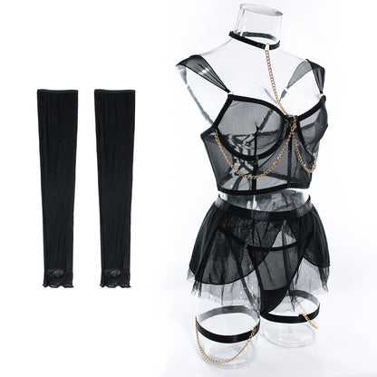 H-04383 Sheer Mesh Halter Skirt Set – product image 28